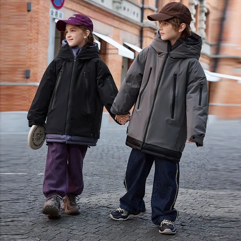 

Russian Winter Down Jacket For Teens Thick Three In One Detachable Jacket For Children Kid Coat 5-12Y Girl Parka Outerwear