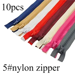 10pcs 5# nylon zipper, self-locking single slider, various sizes, suitable for sewing accessories of pockets, clothing, and bags