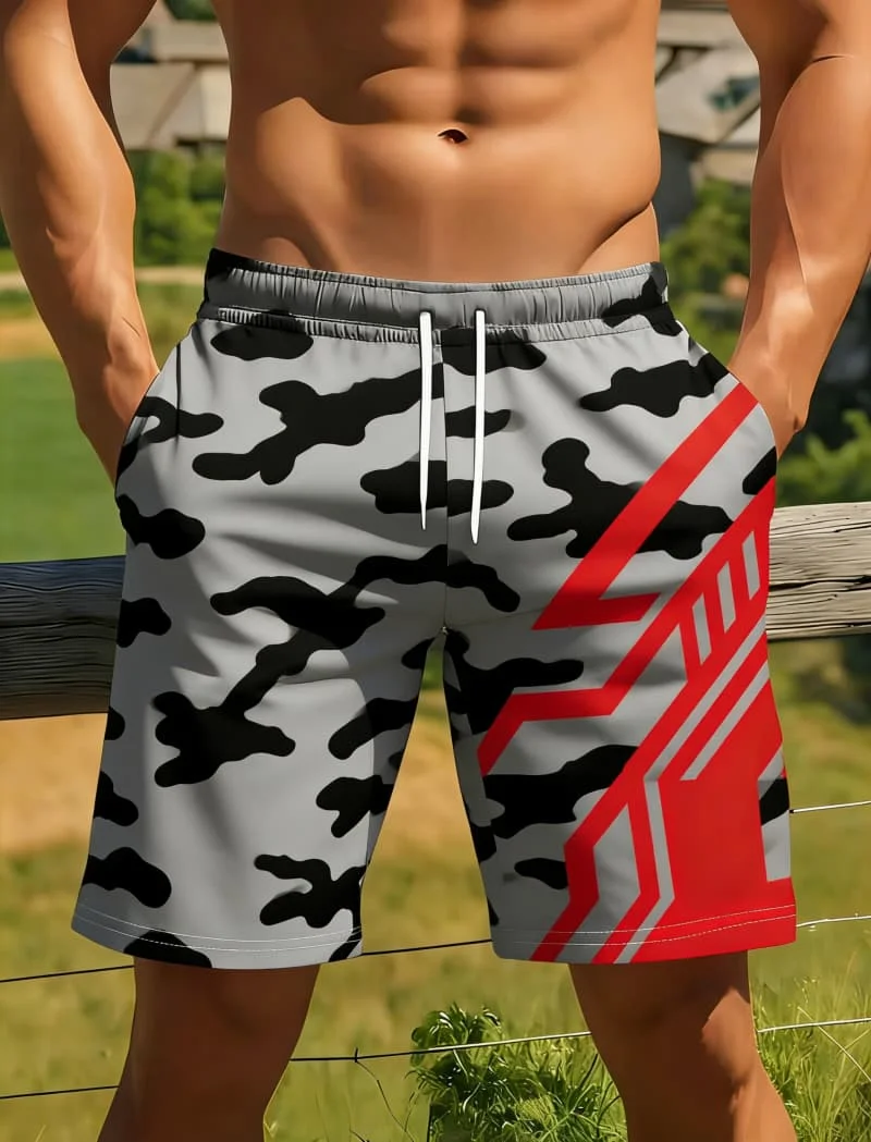 Men's Stylish Abstract Print Casual Shorts 、Summer for Daily Wear Vacation Outdoor Activities and Casual Travel
