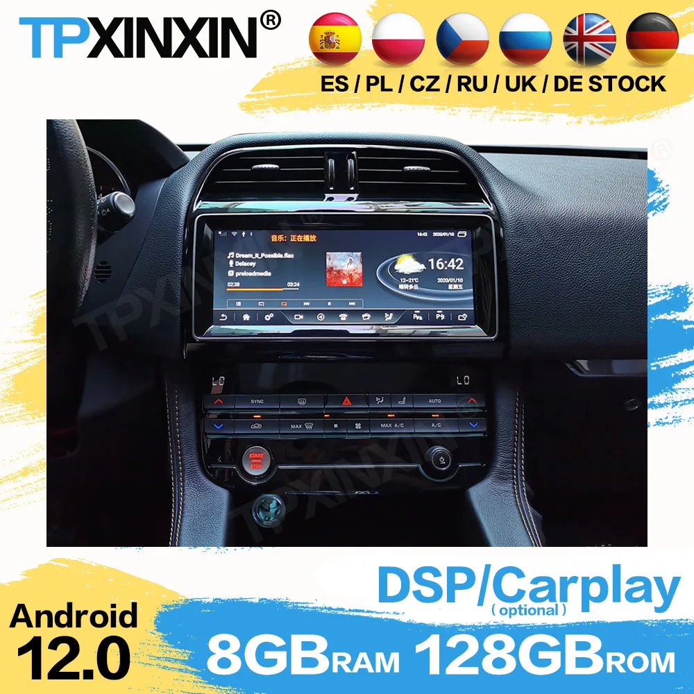 

8+128G Carplay Car Radio 2 Din Stereo Receiver Android12 For Jaguar F-Pace Fpace X761 2016 2017 2018 2019 GPS Screen Audio Unit