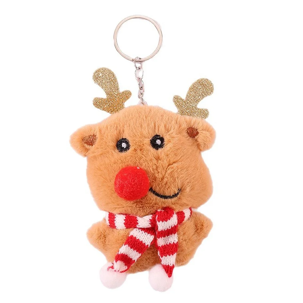 Christmas Themed Keychain Cute Plush Christmas Keychain Backpack Pendant Keychain Soft Key Decoration Pendant For Festive Family