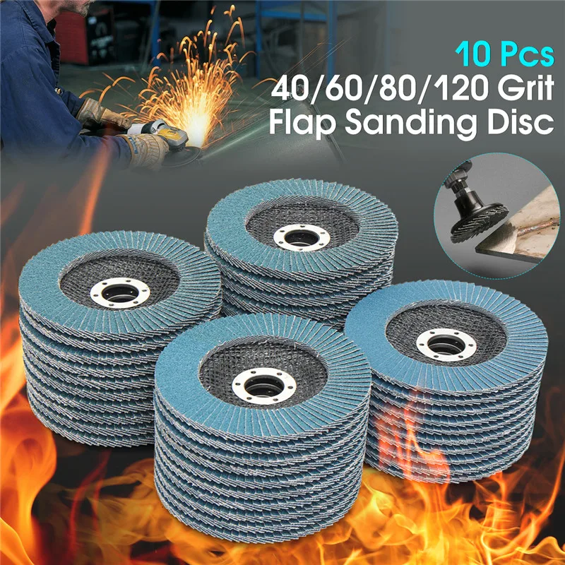 10Pcs 40/60/80120 Flap Discs 125mm Angle Grinder Sanding Discs Grinding Wheel Flap Discs Metal For Removal Abrasive Tool