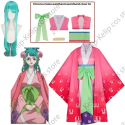 Anime Kozuki Hiyori Cosplay Costume Wano Kuni Country Princess Wig Japanese Kimono Cloak Bathrobe Woman Sexy Halloween Suit