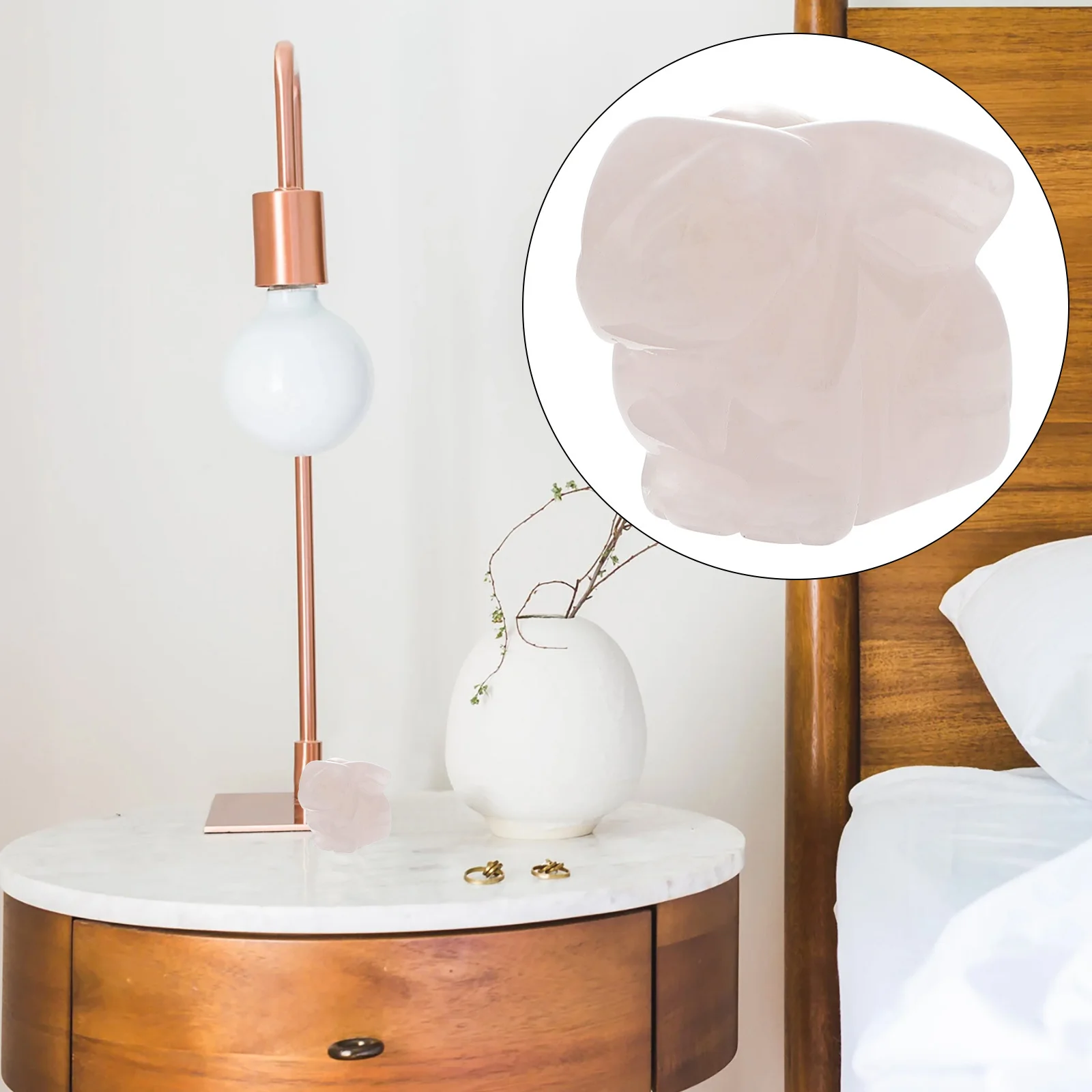 

Jade Rabbit Handmade Carved Crystal Desktop Ornament For Home Decor Feng Shui Gift Kids Simulation Animal