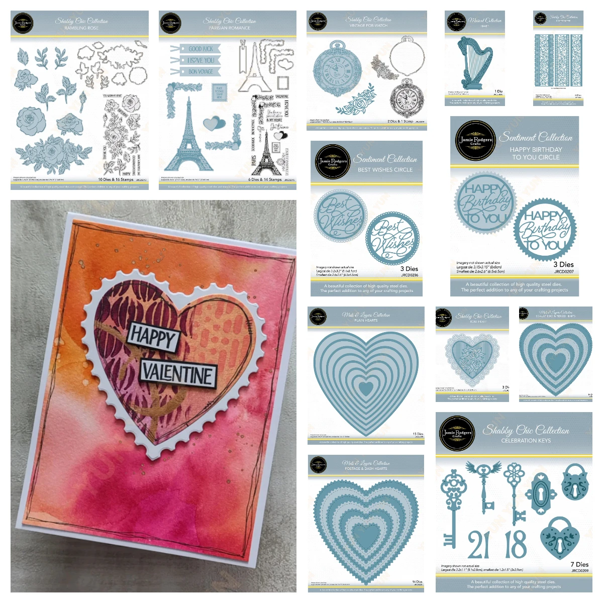 

Best Wishes Happy Birthday Celebration Keys Harp Rose Heart Die Stamps Set DIY Scrapbooking Card 2026 New Essentials Craft Dies