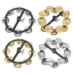 Mountable Cymbals Hi-Hat Tambourine With Single Double Row Steel Brass Jingles For Drum Set