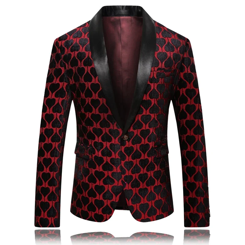 2023 Blazers For Men Spring Printing Suit Jacket Men Casual Slim Club Stage Singer Blazer Men Stylish Formal Tuxedo Jacket S-5XL