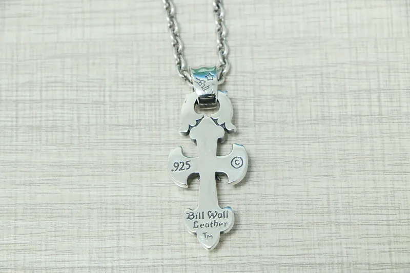 Japanese and Korean trendy accessories, handsome chain pendant, internet celebrity S925 sterling silver cross necklace, men's tr