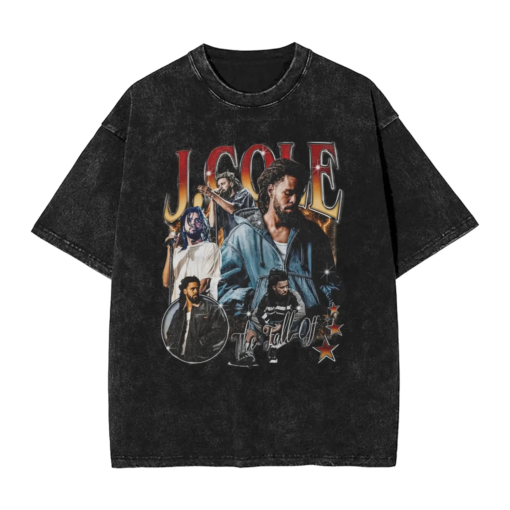 J Cole The Fall Off 2026 Tour Merch Washed T Shirts Men Women Streetwear Hip Hop T-Shirts Printed  Tees Tops Short Sleeve