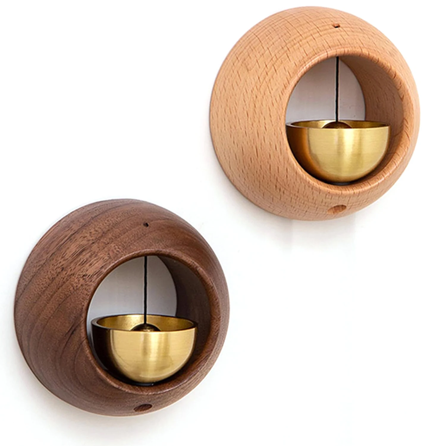 

1pc Brass Doorbell Reminder Magnetic Wooden Wind Chimes Self-adhesive Shopkeepers Bell for Door Home Decorations