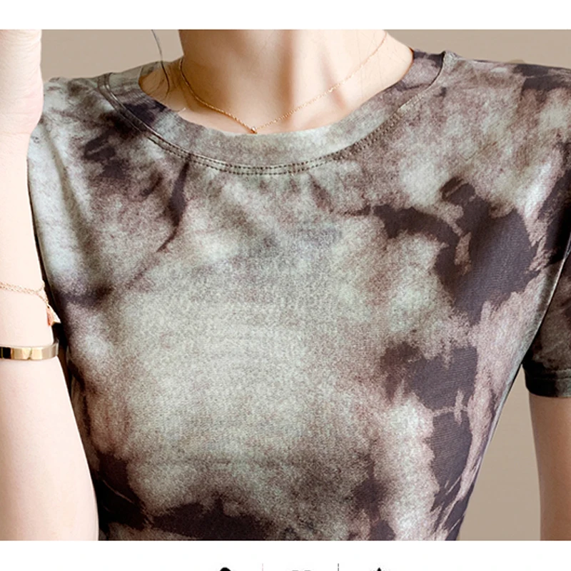 

MadBlack-Women European T-Shirt, Sexy O Neck Halo Printing, Clubwear Short Sleeve Slim Mesh S-3XL Tee, 2025 Autumn New T58974CC