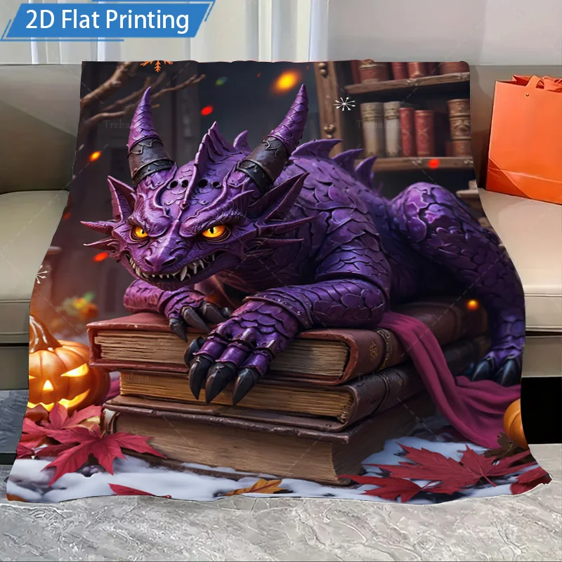 

1 шт. фланелевое одеяло фиолетовый дракон для чтения книг тема Хэллоуина флисовое одеяло уютный фэнтезийный декор