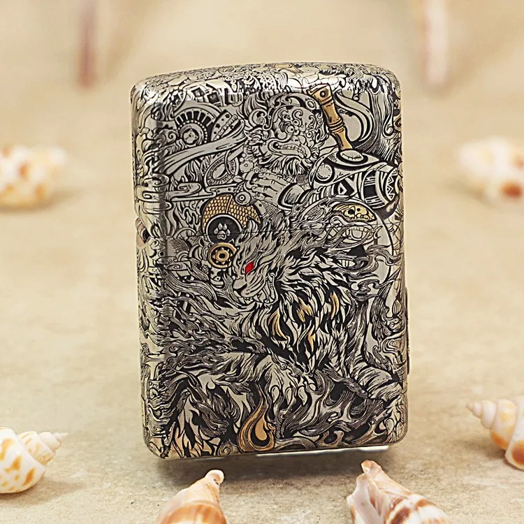 

Подлинная масляная Зажигалка Zippo door-god, медная ветрозащитная сигаретная керосиновая зажигалка, подарок с кодом против подделки