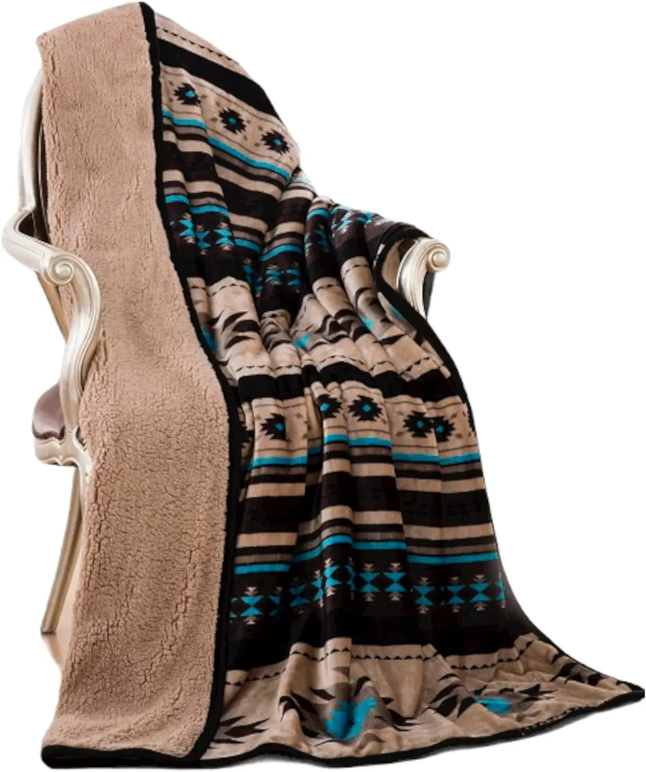 

Уютный плед с подкладкой из шерпы 50x60 дюймов, цвета тан, для тепла и комфорта