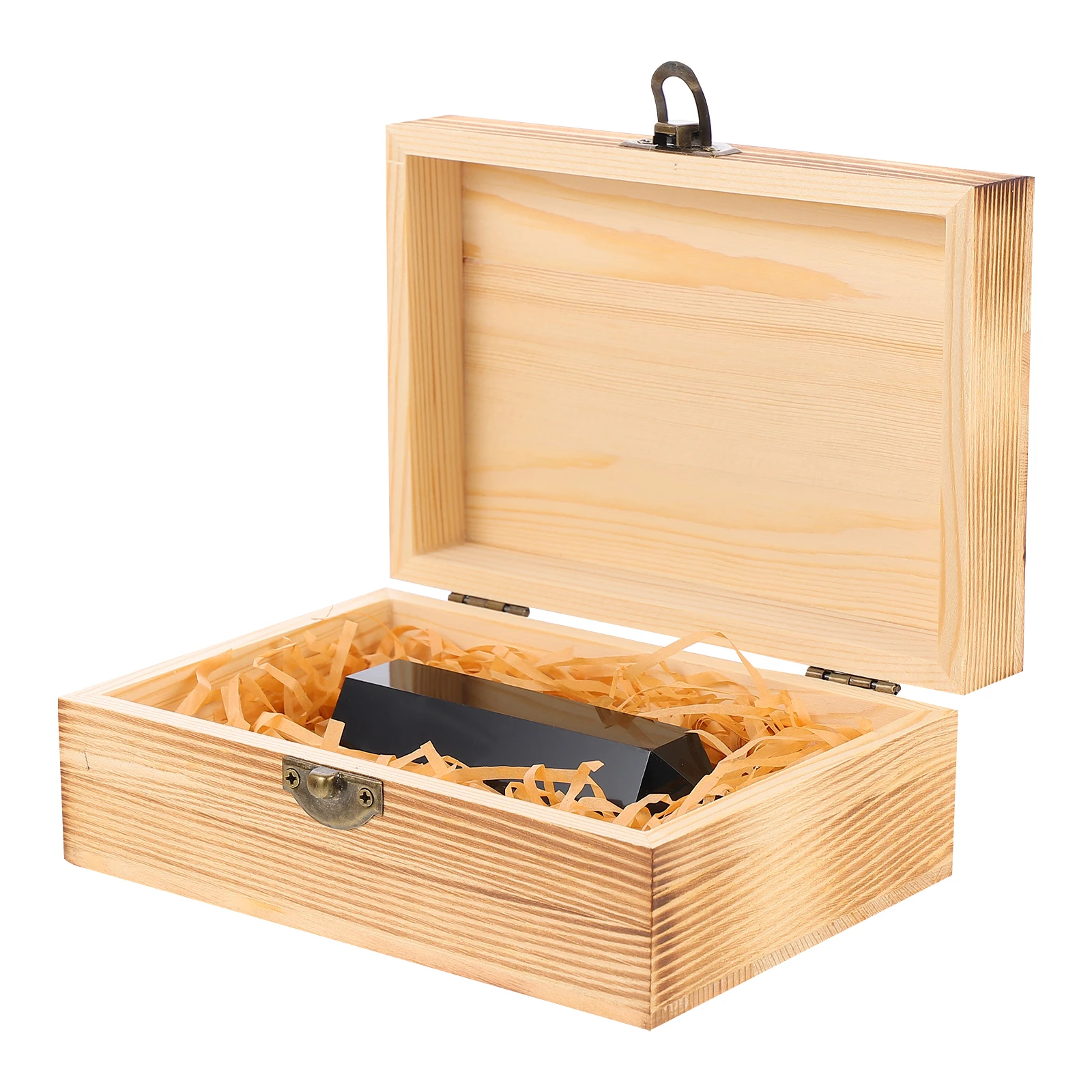 

1pc Natural Black Obsidian Crystal Decor Desktop Ornament Gift Wooden Display Box Craft Healing Stone Teaching Aids