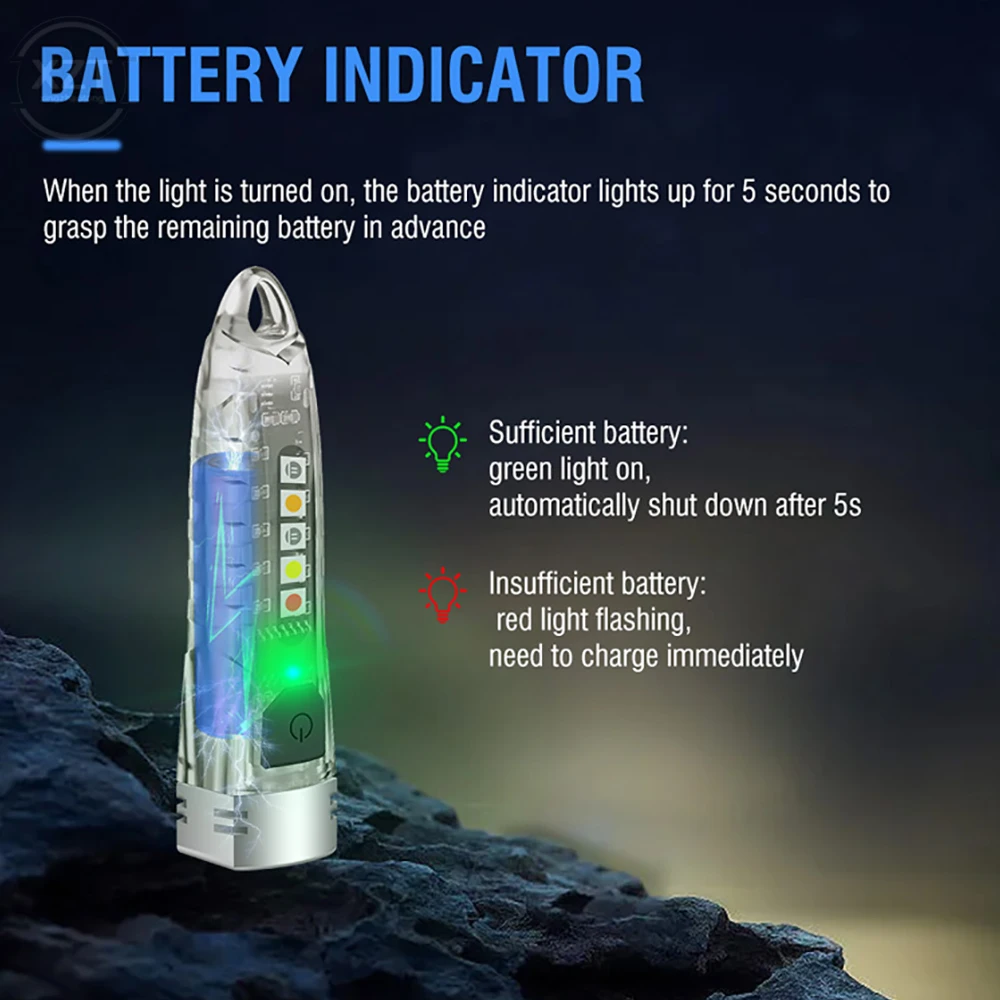 Portable Mini 400 Lumens  Portable Torch LED Flashlight UV Light Camping Pocket Lantern Multifunctional Waterproof Keychain Lamp