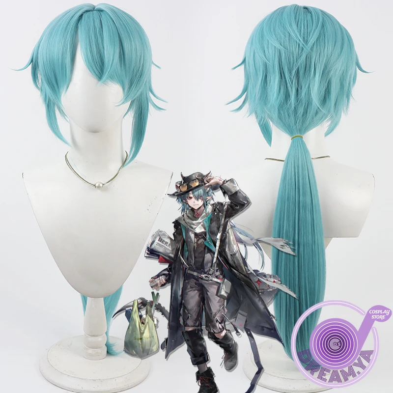 

Mitm Cosplay Wig Arknights Game Blue Long Synthetic Hair Heat Resistant Halloween Role Play Party Carnival + Free Wig Cap