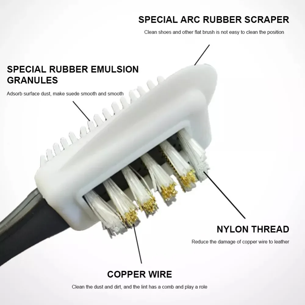 Kit de escova de camurça para remoção de manchas, 4 unidades, com ferramenta de limpeza de borracha, uso doméstico, kit de escovas nubuck, botas, pano de limpeza para sapatos