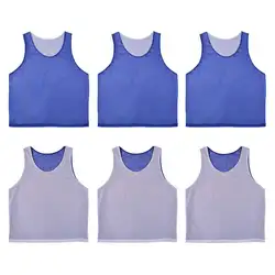 6PCS Reversible Football Training Vest Set Double Layer Mesh Soccer Jerseys for Kids Adults Sports Competition Practice Bibs