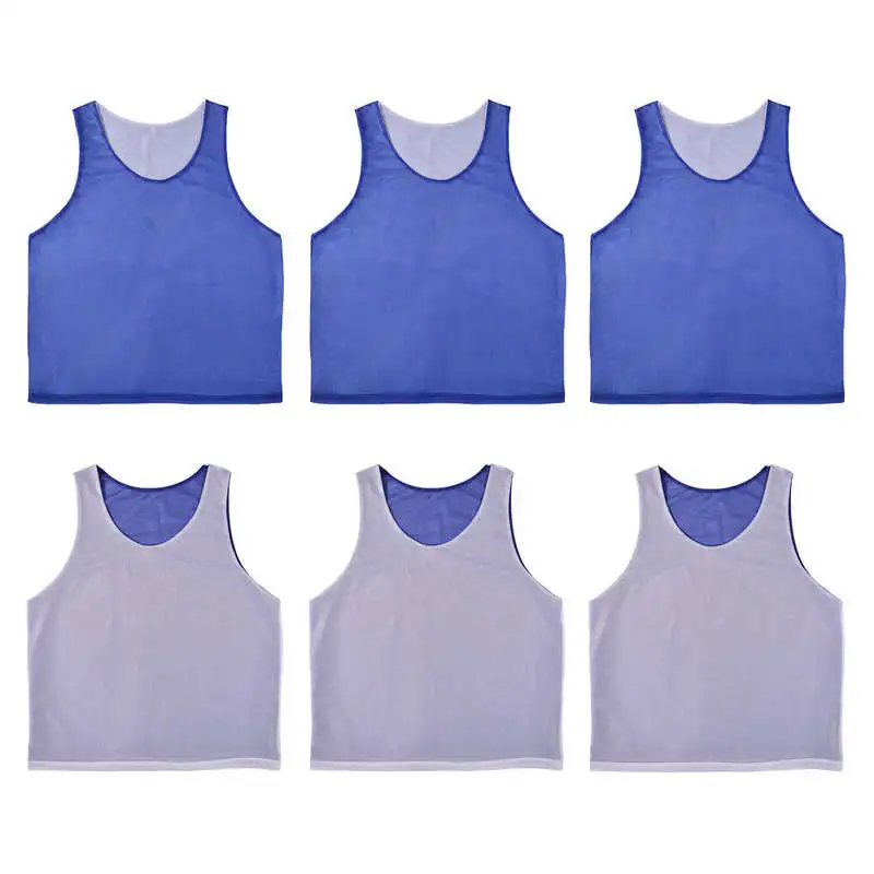 6PCS Reversible Football Training Vest Set Double Layer Mesh Soccer Jerseys for Kids Adults Sports Competition Practice Bibs