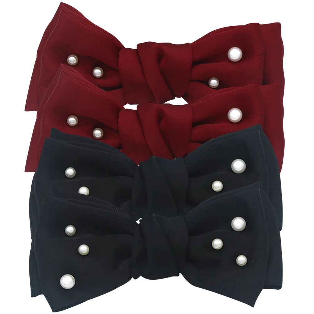 

4pcs Bow Shoe Flower Decorative Clips for Bridal Wedding High Heels Black Red ABS Material Shoe Accessories