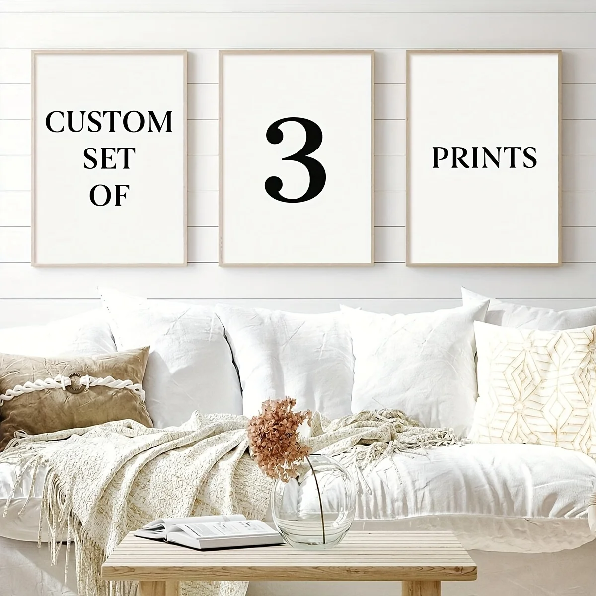3pcs/set Custom Canvas Printing Personalized Photo Poster Suitable for Family Pets Weddings Home Decor Valentine's Day Gifts