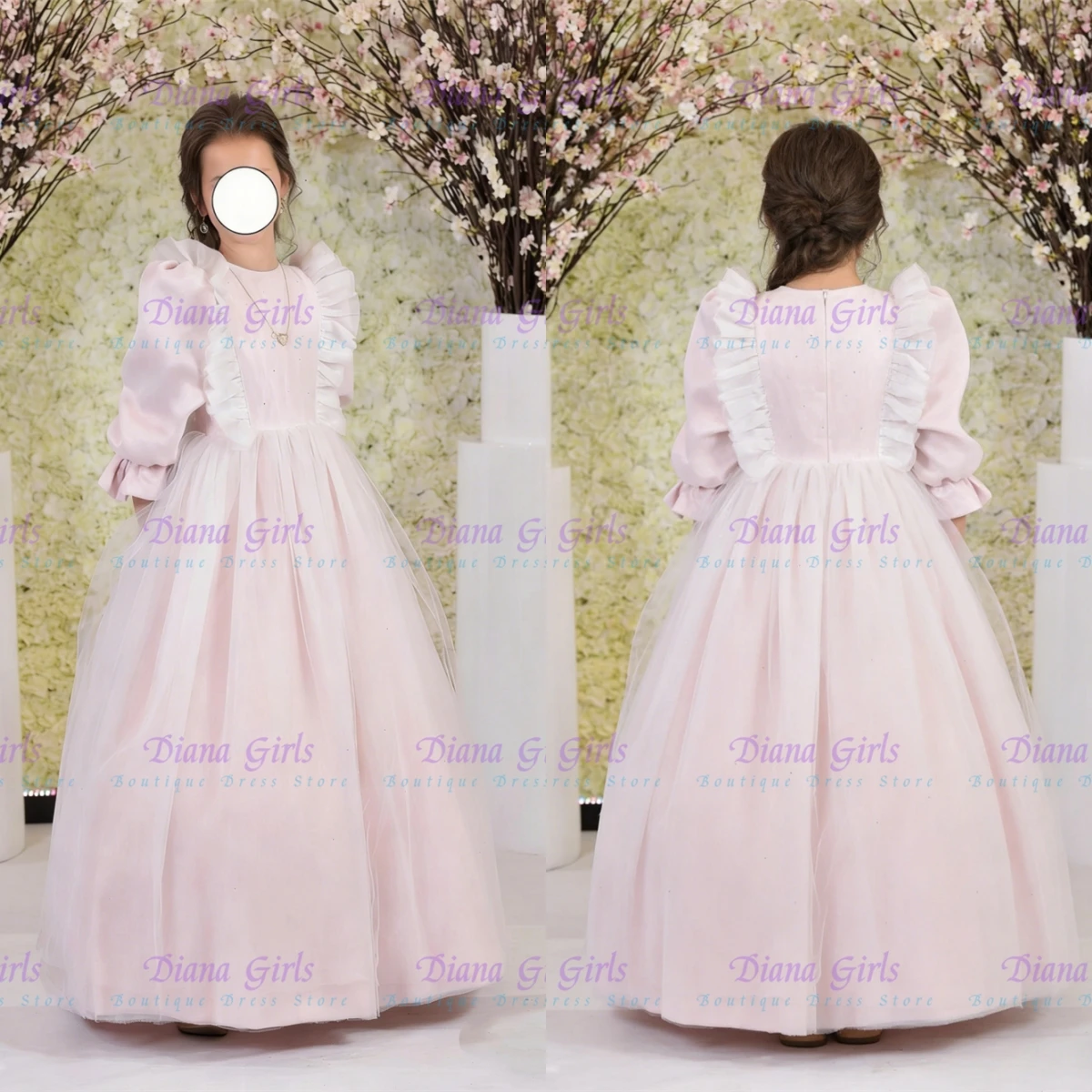 New 2026 Quality Lovely Tulle A-Line Fluffy Bow Applique Flower Girl Dress for Wedding Birthday Party Evening Ball Gowns