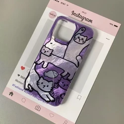 Perforated Vortex Shell IND Purple Fish Cat Phone Case For iPhone 17 16 15 14 13 12 11 Pro Max X 7 8 Plus Shockproof Clear Cover