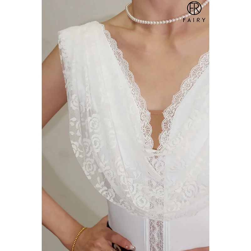 2024 Women Ballroom Dance Clothes WHite Black Lace V Neck Tops Sleeveless Leotards Latin Dance Practice Clothing Summer DNV20761