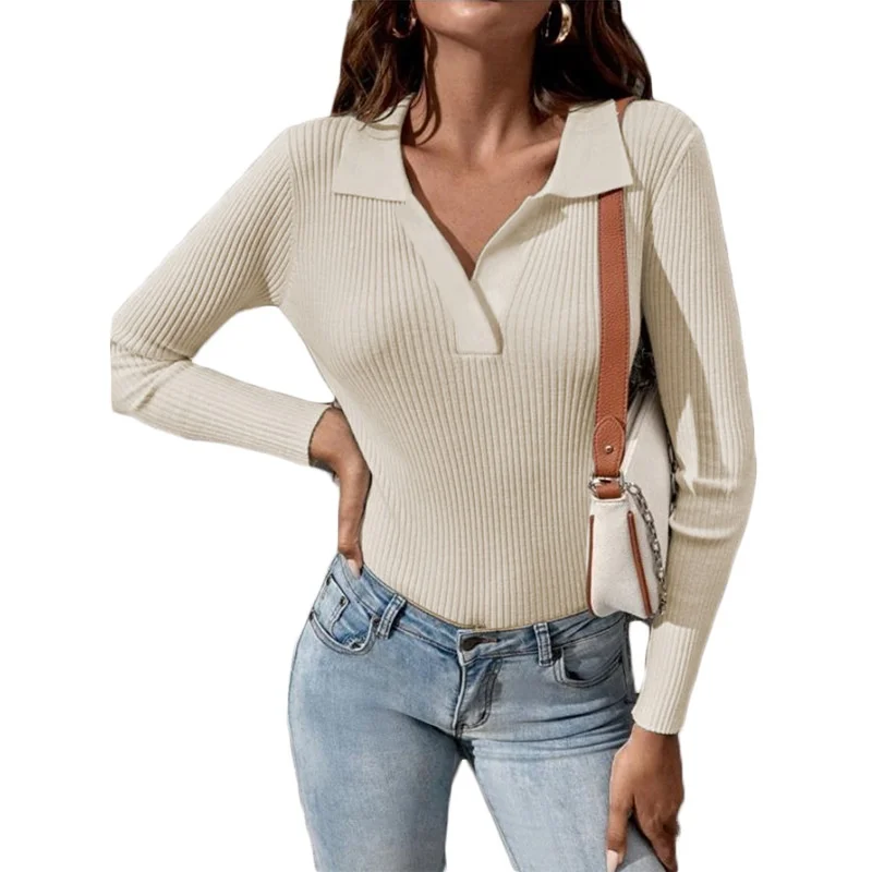 Faionable Women's Pullover Knit Sweater T-irt Casual Sle Long Sve  Color Top Polyester Material A-Line Sve