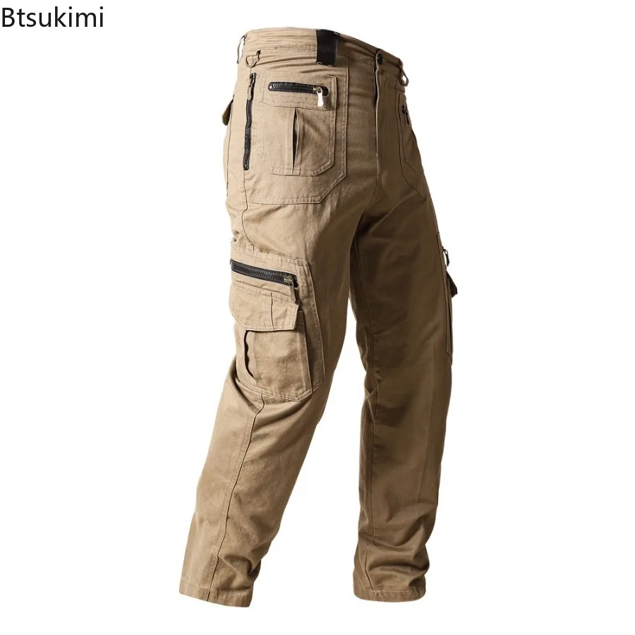 New Men's 100% Cotton Cargo Pants Fashion Multi-pockets Casual Baggy Pants Man Outdoor Tactical Training Trousers Workwear Pants