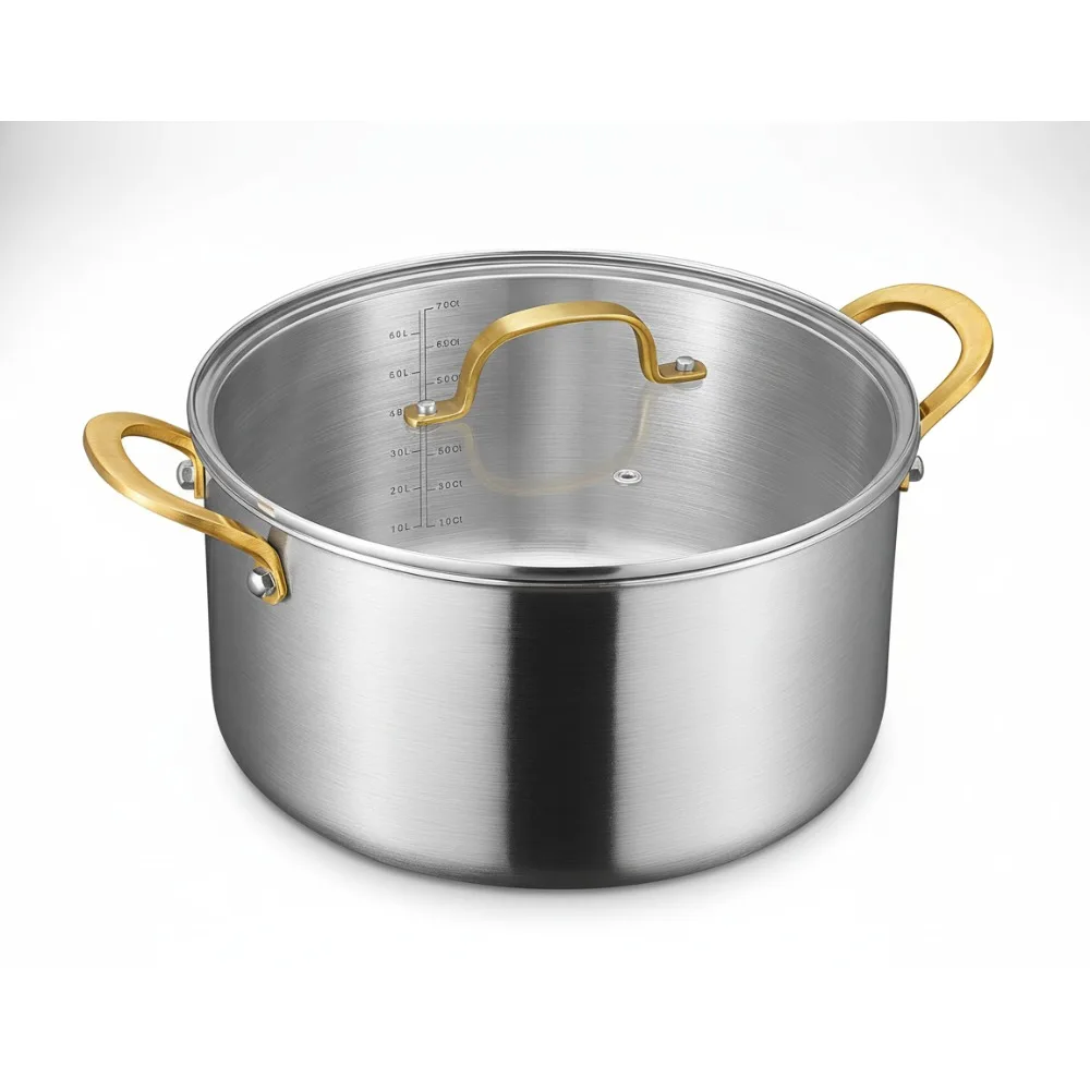 

Большая 10-литровая кастрюля из нержавеющей стали с крышкой, трехслойная индукционная кастрюля для супа для общественного питания и семейной кухни