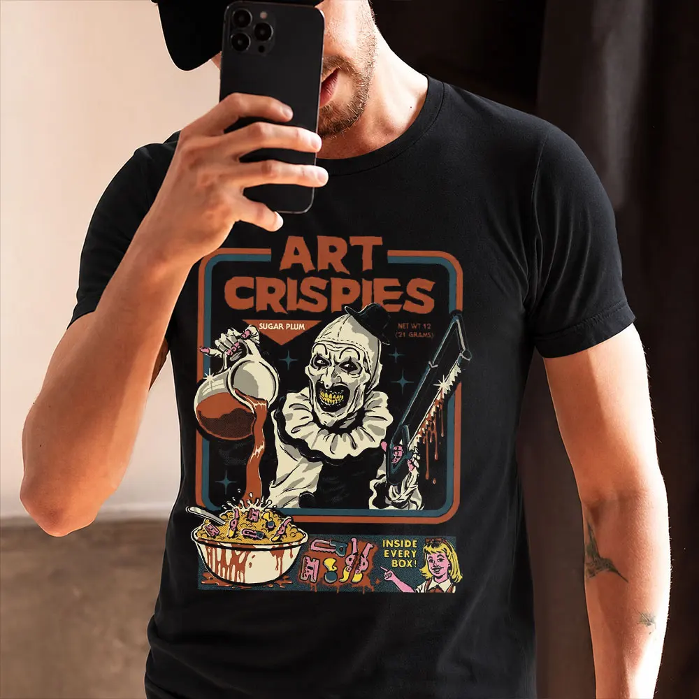 Retro Horror Movie Terrifier Art The Clown Killer Scary Halloween Gift T Shirt 0803 Short Sleeve Graphic clothes All size tops
