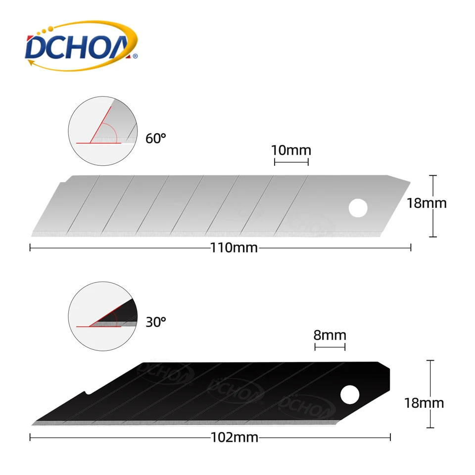 DCHOA 18mm Retractable Utility Knife Snap-Off Carbon Steel Blade Cutter for Vinyl Wrap Paper DIY Craft Cutting