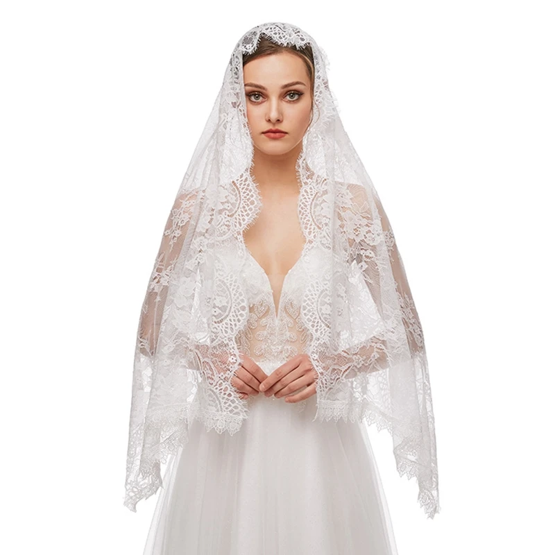 Mạng che mặt nhà thờ Mantilla Latin Mass Veils Thiết kế ren hoa để che đầu cho Nhà nguyện Công giáo Thêm sức và Rửa tội