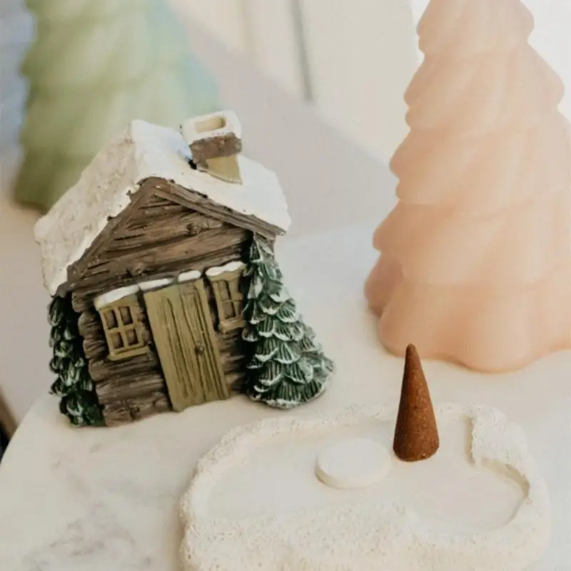 KX4B LOG Cabin Cabin Movelder ChiMney Ceramic of Christmas Home and Office Enhancement