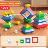 16PCS Pyramid  Building Blocks Assembly Puzzle Toys Intellectual Development Brain Teasers Stacker Toy Magic Tower