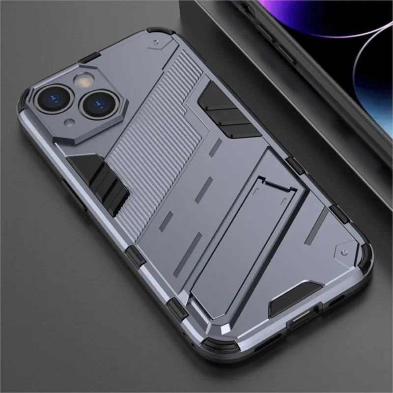 Stoßfeste, robuste, solide Rüstung, Cyber-Hülle für iPhone 17, Air 16, 15, 14, 13, 12, Pro Max Plus, Mini-Kickstand-Halter, feste Abdeckung
