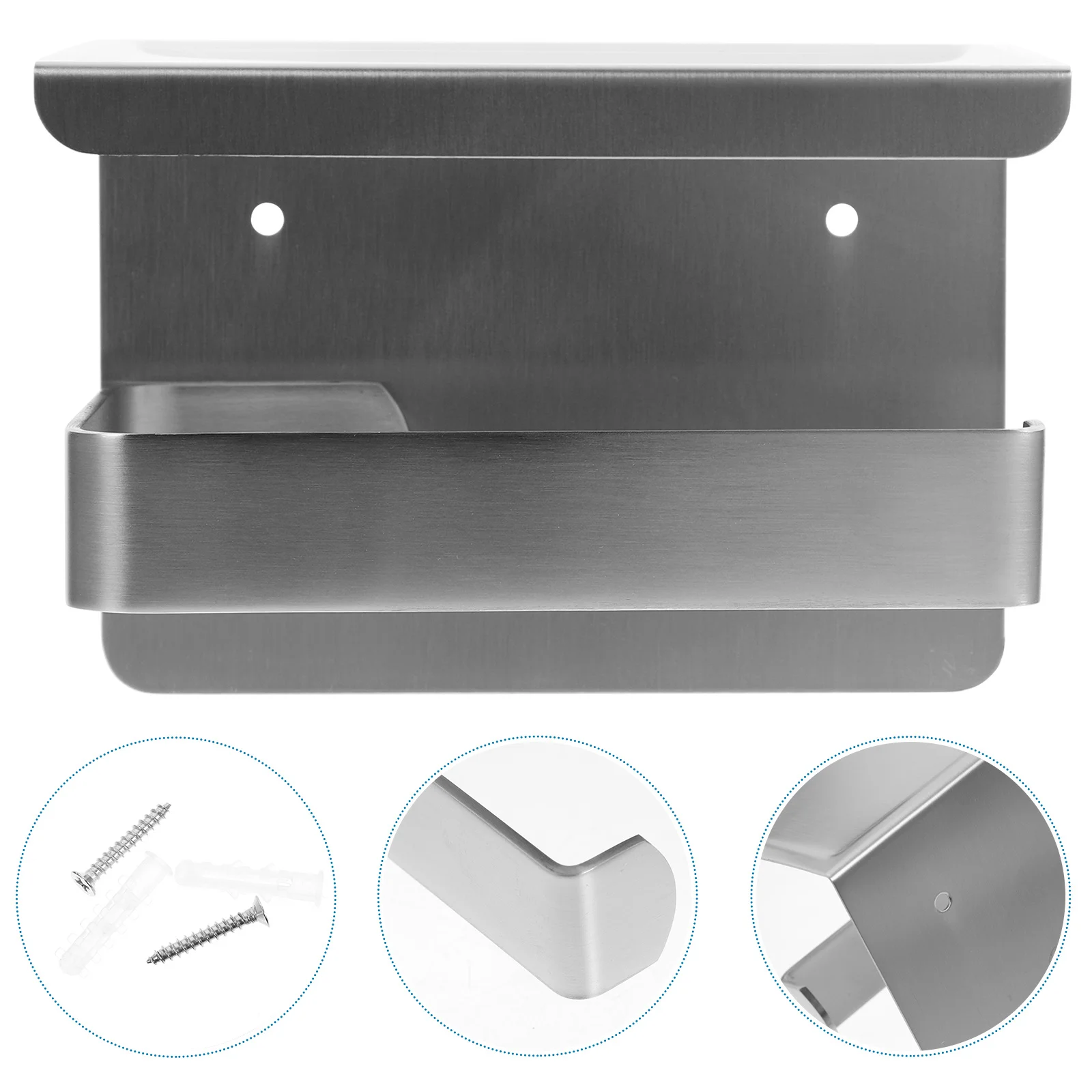 

Stainless Steel Toilet Paper Holder Rack Multipurpose Bathroom Storage Shelf Phone Cigarettes Ashtray Watch Glasses Organizer