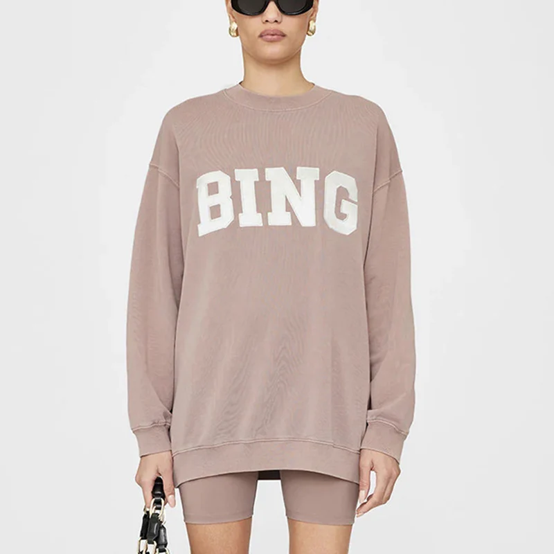 

Autumn and winter North American niche AB classic BING patch embroidery wash dye women's hoodie