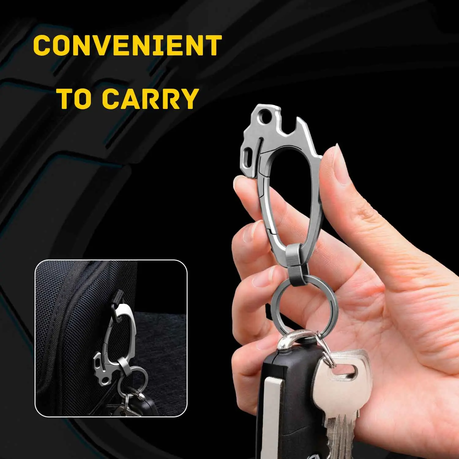 Rabbit Shaped Titanium Alloy Keychain Multi-functional Outdoor Keyring Tool EDC Crowbar Bottle Opener Portable Nail Lift FB60