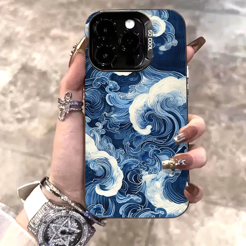 

Abstract cloud pattern design phone case for iPhone 16 15 14 13 12 11 Pro/ Max/Plus shock-proof rear cover anti-fingerprint