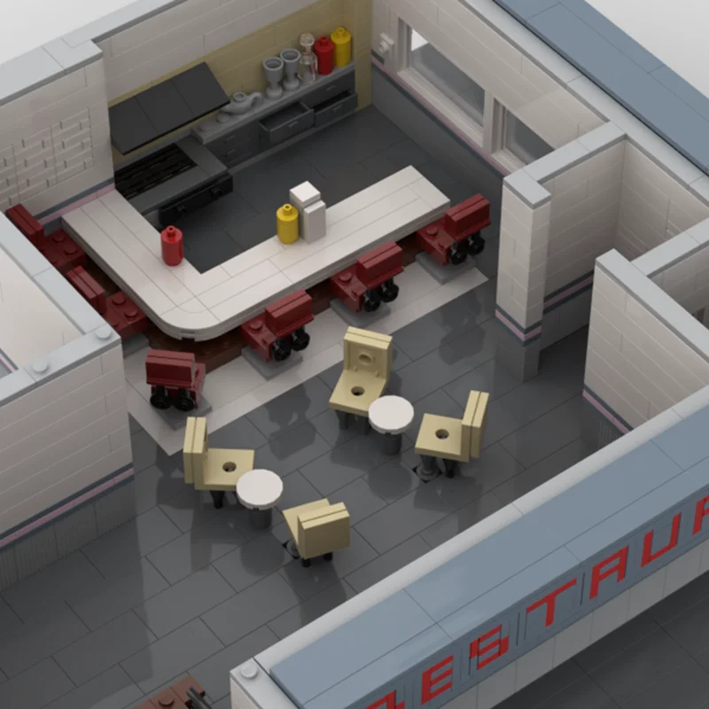 Bloques de construcción Moc City Street View, restaurante, esquina, modelo Modular, tecnología, montaje de ladrillos, regalos de construcción navideña, juguete