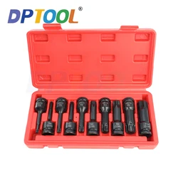 10pcs 1/2 Inch Drive Impact Torx Star Bit Socket Sets T30-T100 Socket Bits Set T30 T40 T45 T50 T55 T60 T70 T80 T90 T100