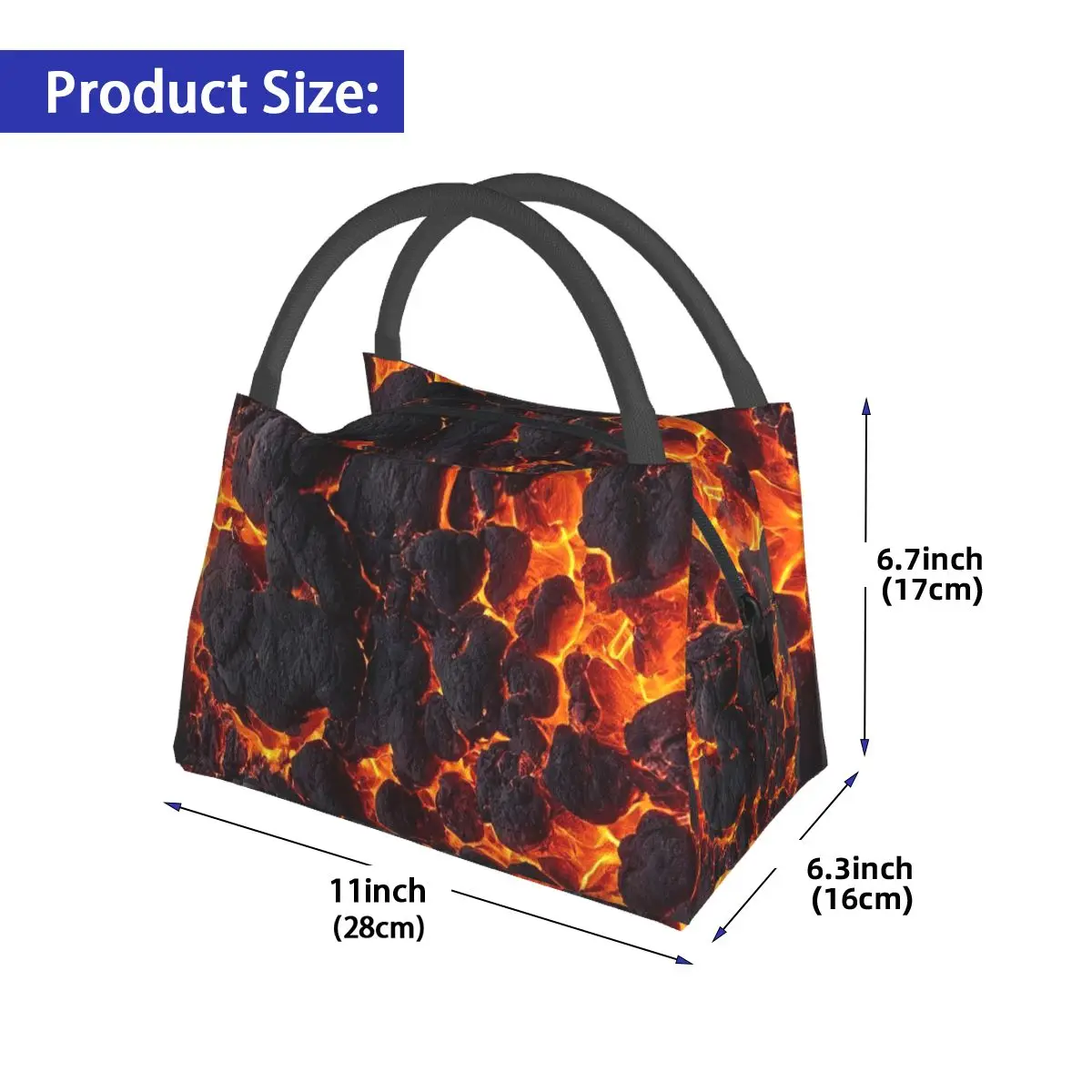 Magma Volcano Lava Fire Insulated Lunch Bag for School Bento Storage Food Boxes Portable Container Cooler Thermal Lunch Box Tote