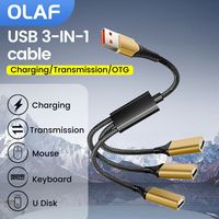 OTG 3-in-1 Splitter Cable USB/Type C TO 3 Type C Adapter Fast Charging Type-C Docking Station USB HUB Extender For iPhone 15 16