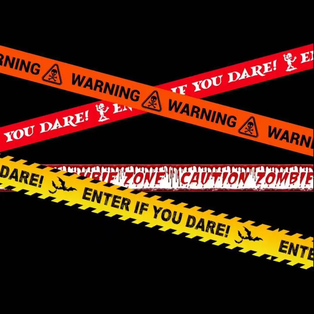 Premium Pe Material Cordon Spooky Halloween Warning Tape Signs Banner Set for Outdoor Haunted House Decor Party Supplies Window