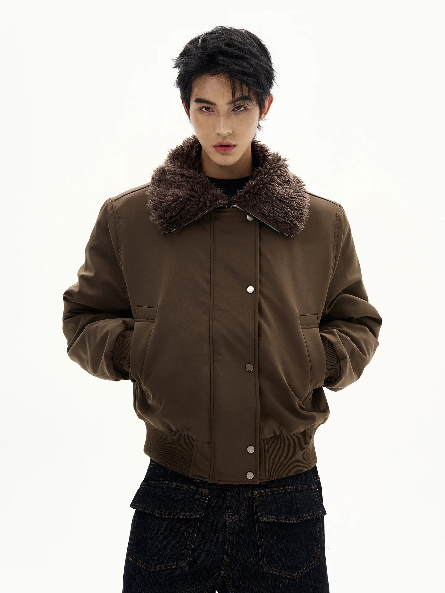 

Thiened Winter American Sle Jaet with Fur Collar Men's And Women's Cotton Clothes Trendy Brand Design down Jaet