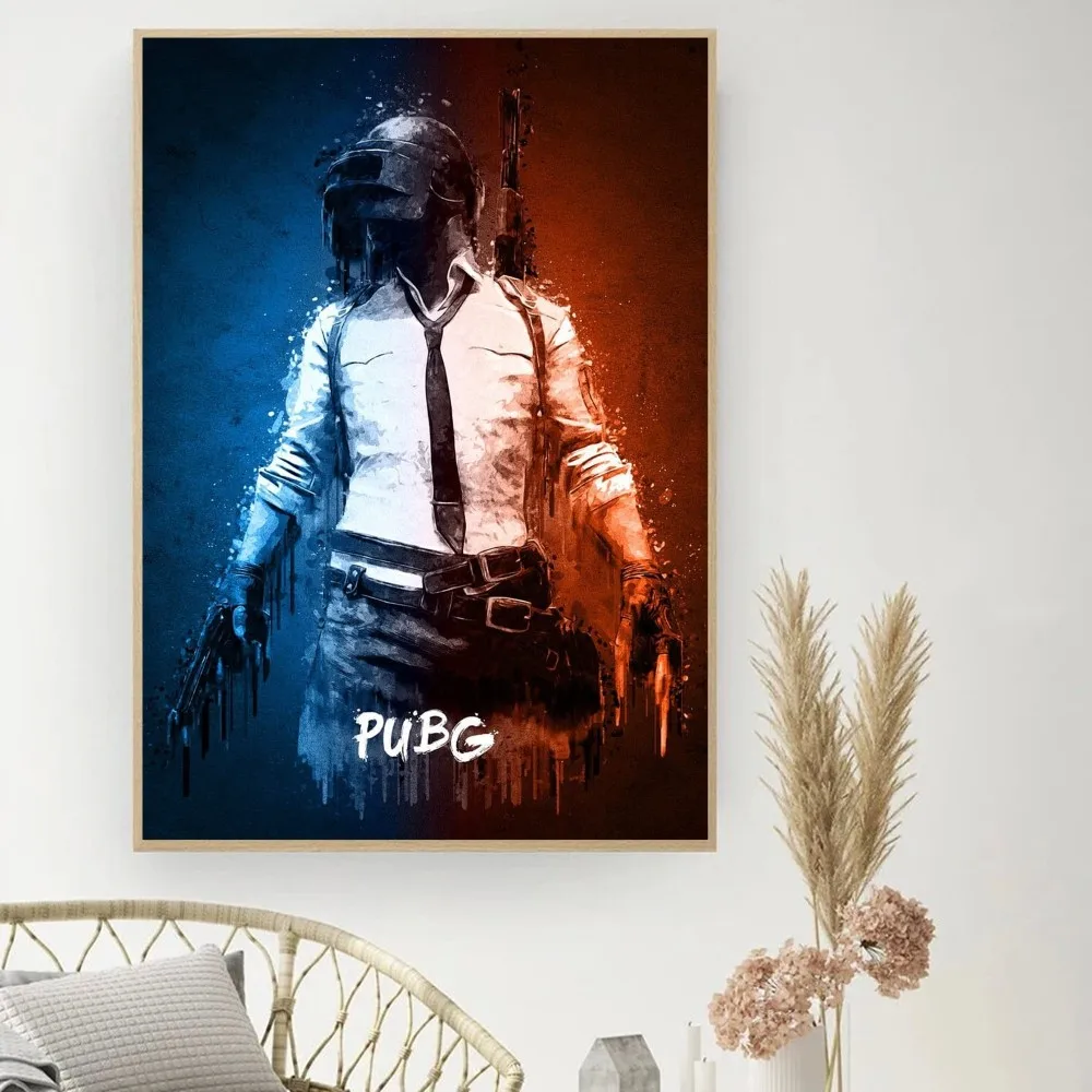 P-PUBG game Poster DIY Vintage Movie Poster Wall Art Painting Study Stickers Big Szie Wall Painting