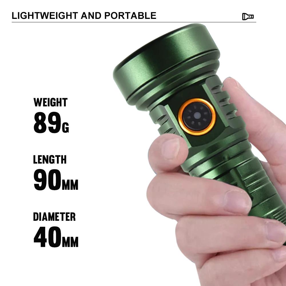 Asafee 89G Lightweight Torch LED Outdoor Flashlight White Red Light Rechargeable Lamp IPX4 Waterproof Lantern